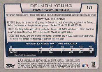 2012 Bowman - Gold #189 Delmon Young Back