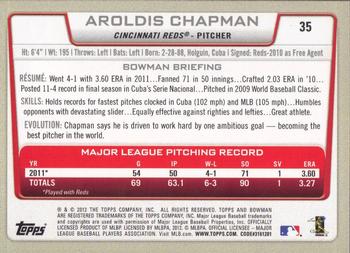 2012 Bowman - Gold #35 Aroldis Chapman Back