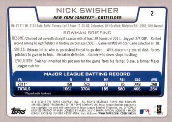 2012 Bowman - Gold #2 Nick Swisher Back