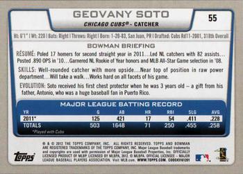 2012 Bowman - Gold #55 Geovany Soto Back
