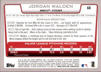 2012 Bowman - Gold #60 Jordan Walden Back