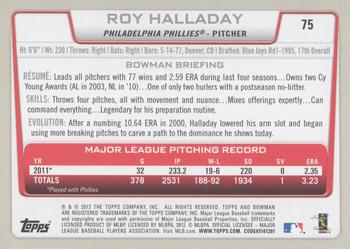 2012 Bowman - Gold #75 Roy Halladay Back