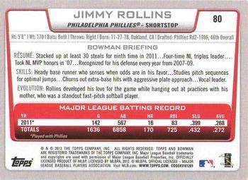 2012 Bowman - Gold #80 Jimmy Rollins Back