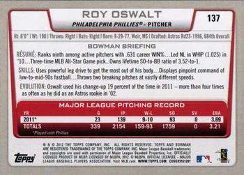 2012 Bowman - Gold #137 Roy Oswalt Back