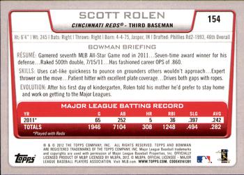2012 Bowman - Gold #154 Scott Rolen Back