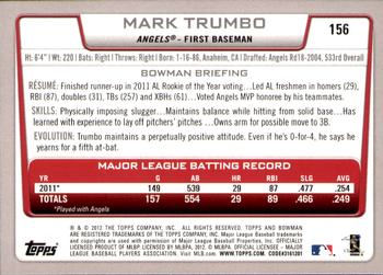 2012 Bowman - Gold #156 Mark Trumbo Back