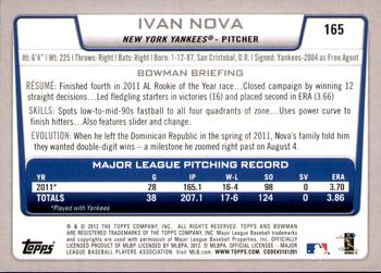 2012 Bowman - Gold #165 Ivan Nova Back