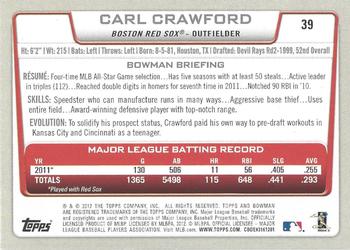 2012 Bowman - International #39 Carl Crawford Back