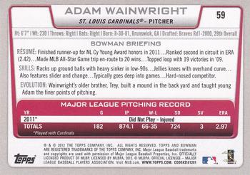 2012 Bowman - International #59 Adam Wainwright Back