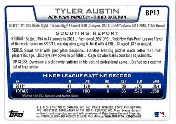 2012 Bowman - Prospects #BP17 Tyler Austin Back