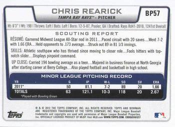 2012 Bowman - Prospects #BP57 Chris Rearick Back