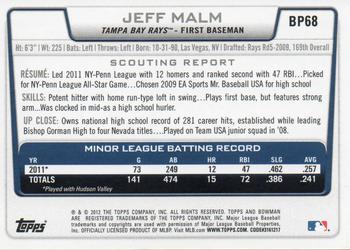 2012 Bowman - Prospects #BP68 Jeff Malm Back