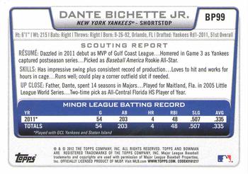 2012 Bowman - Prospects #BP99 Dante Bichette Jr. Back