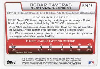 2012 Bowman - Prospects #BP102 Oscar Taveras Back