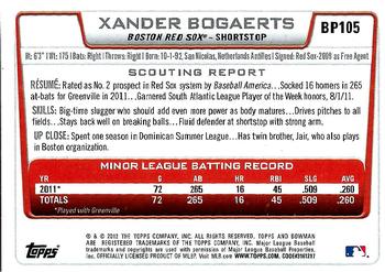 2012 Bowman - Prospects #BP105 Xander Bogaerts Back