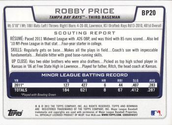 2012 Bowman - Prospects #BP20 Robby Price Back