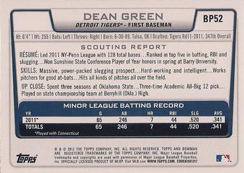 2012 Bowman - Prospects #BP52 Dean Green Back