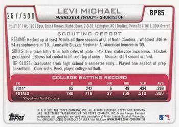 2012 Bowman - Prospects Blue #BP85 Levi Michael Back