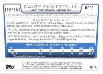 2012 Bowman - Prospects Blue #BP99 Dante Bichette Back