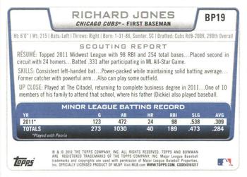2012 Bowman - Prospects International #BP19 Richard Jones Back