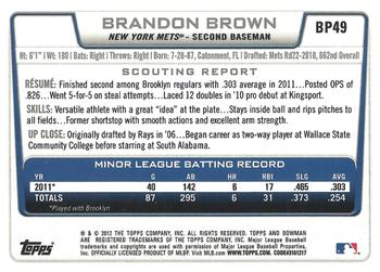 2012 Bowman - Prospects International #BP49 Brandon Brown Back