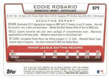 2012 Bowman - Prospects Purple #BP9A Eddie Rosario Back