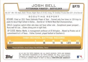 2012 Bowman - Prospects Purple #BP79 Josh Bell Back