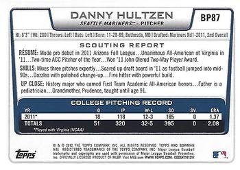 2012 Bowman - Prospects Purple #BP87 Danny Hultzen Back
