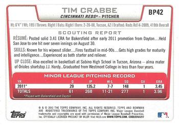 2012 Bowman - Prospects Silver Ice #BP42 Tim Crabbe Back