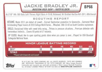 2012 Bowman - Prospects Silver Ice #BP66 Jackie Bradley Jr. Back