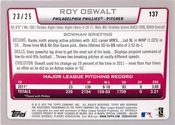 2012 Bowman - Silver Ice Red #137 Roy Oswalt Back