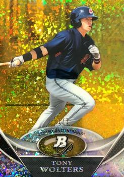 2011 Bowman Platinum - Prospects Gold Canary Diamond Refractors #BPP35 Tony Wolters Front