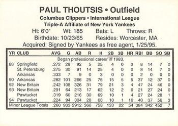 1995 Columbus Clippers #NNO Paul Thoutsis Back
