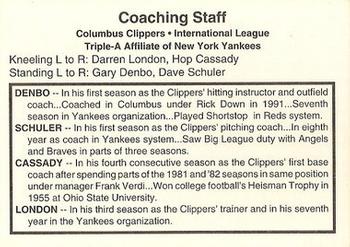 1995 Columbus Clippers #NNO Coaching Staff Back