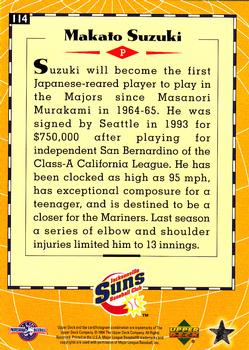 1995 Upper Deck Minor League #114 Makoto Suzuki Back