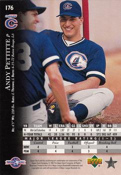 1995 Upper Deck Minor League #176 Andy Pettitte Back