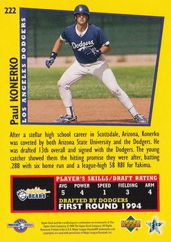 1995 Upper Deck Minor League #222 Paul Konerko Back