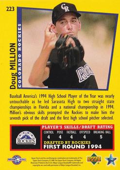 1995 Upper Deck Minor League #223 Doug Million Back