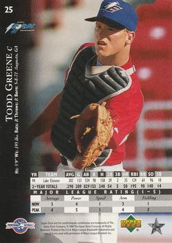 1995 Upper Deck Minor League - Future Stock #25 Todd Greene Back