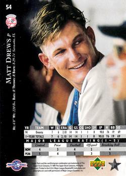 1995 Upper Deck Minor League - Future Stock #54 Matt Drews Back