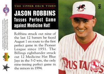 1995 Upper Deck Minor League - Future Stock #104 Jason Robbins Back