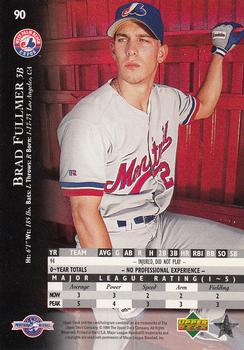 1995 Upper Deck Minor League - Future Stock #90 Brad Fullmer Back