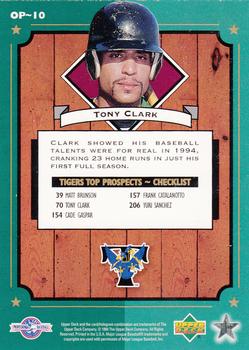 1995 Upper Deck Minor League - Organizational Profiles #OP~10 Tony Clark Back