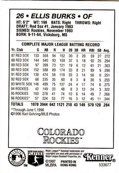 1997 Kenner Starting Lineup Cards #533677 Ellis Burks Back