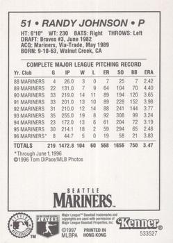 1997 Kenner Starting Lineup Cards #533527 Randy Johnson Back