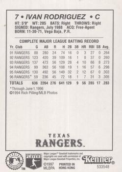 1997 Kenner Starting Lineup Cards #533548 Ivan Rodriguez Back