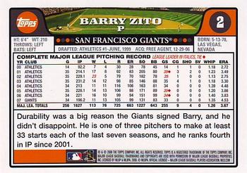 2008 Topps #2 Barry Zito Back