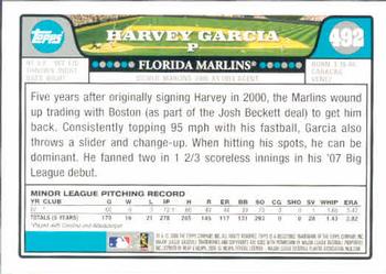 2008 Topps #492 Harvey Garcia Back