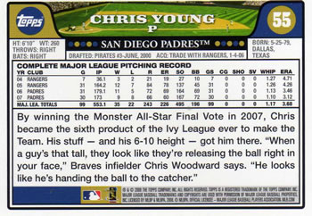 2008 Topps #55 Chris Young Back
