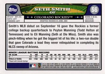 2008 Topps #56 Seth Smith Back